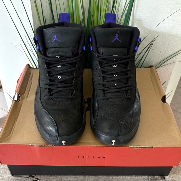 Jordan 12 XII Black Dark Concord Sneakers - Picture 5 of 10